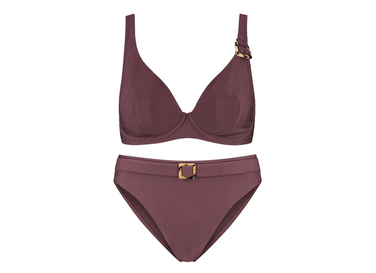 Cyell wavy brown plunge bikini bruin dames