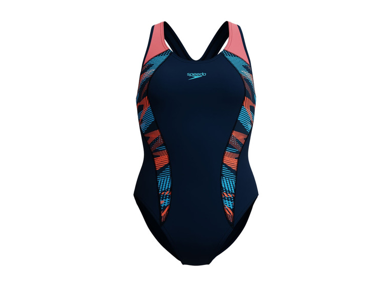 Speedo Placement badpak navy/coral dames
