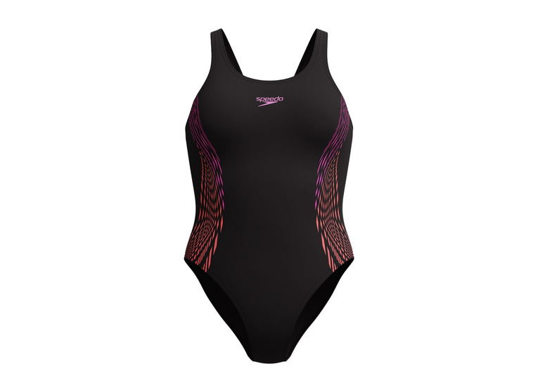 Speedo Placement muscleback badpak zwart/roze dames