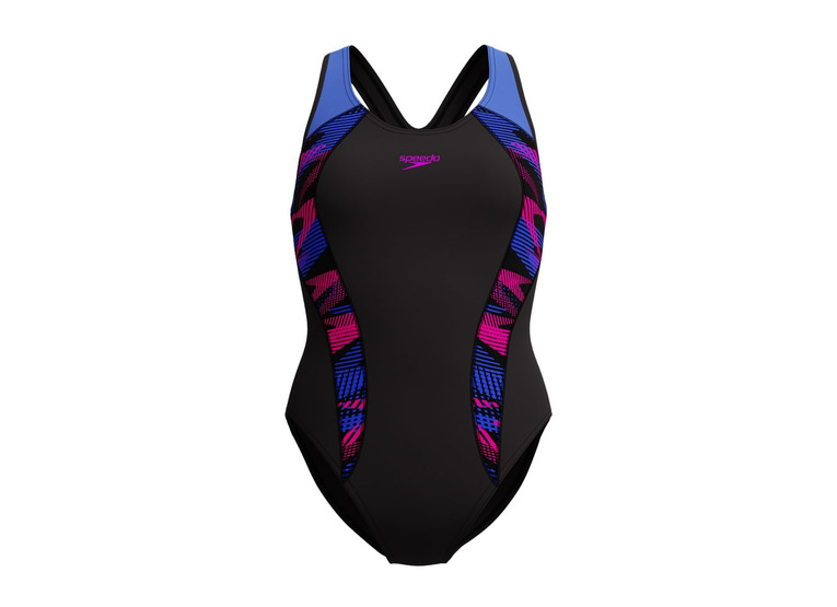 Speedo Placement laneback badpak zwart/blauw dames