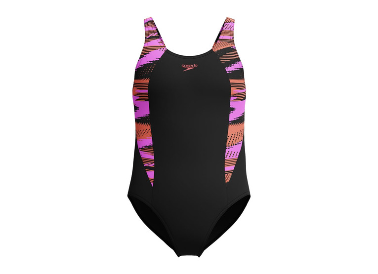 Speedo HyperBoom splice muscleback badpak zwart/roze meisjes