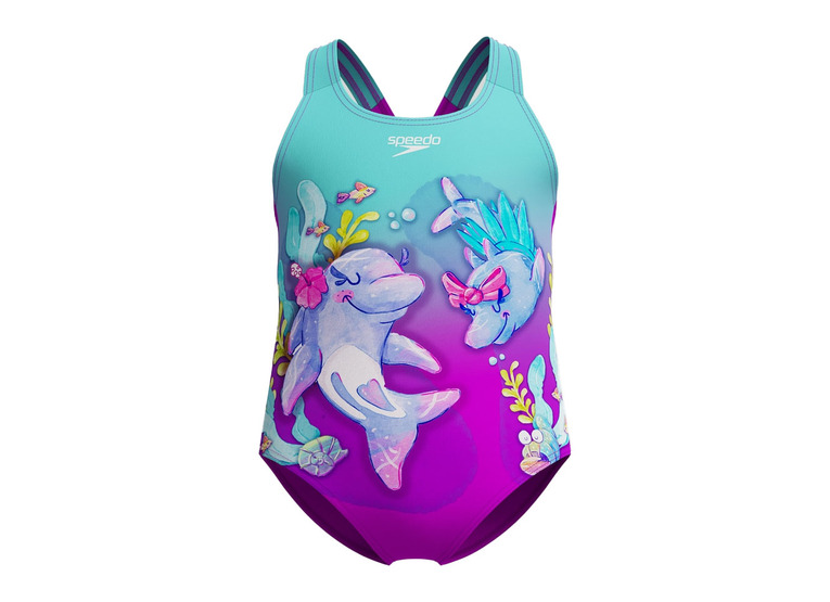 Speedo Digital printed badpak paars/turquoise meisjes