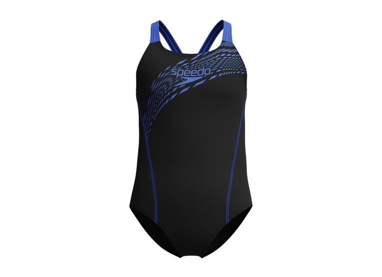 Speedo Medley logo badpak zwart/blauw meisjes