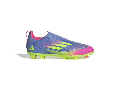 Adidas F50 League Veterloze FG/MG voetbalschoen blue fusion/lucid lemon/pink KIDS