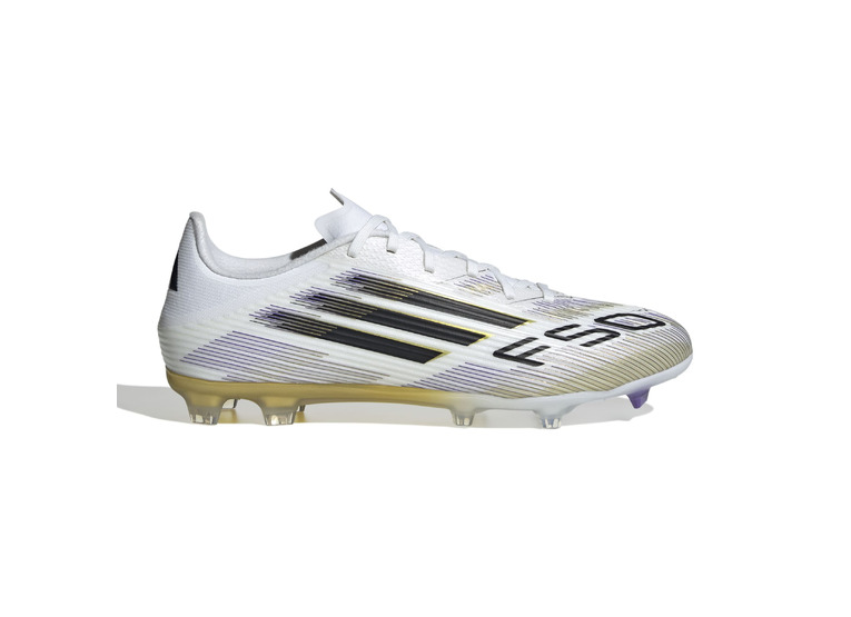 Adidas F50 League FG/MG voetbalschoen wit/goud/zwart KIDS