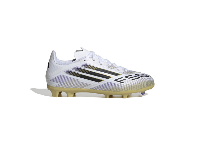 Adidas F50 League FG/MG voetbalschoen wit/zwart/goud KIDS