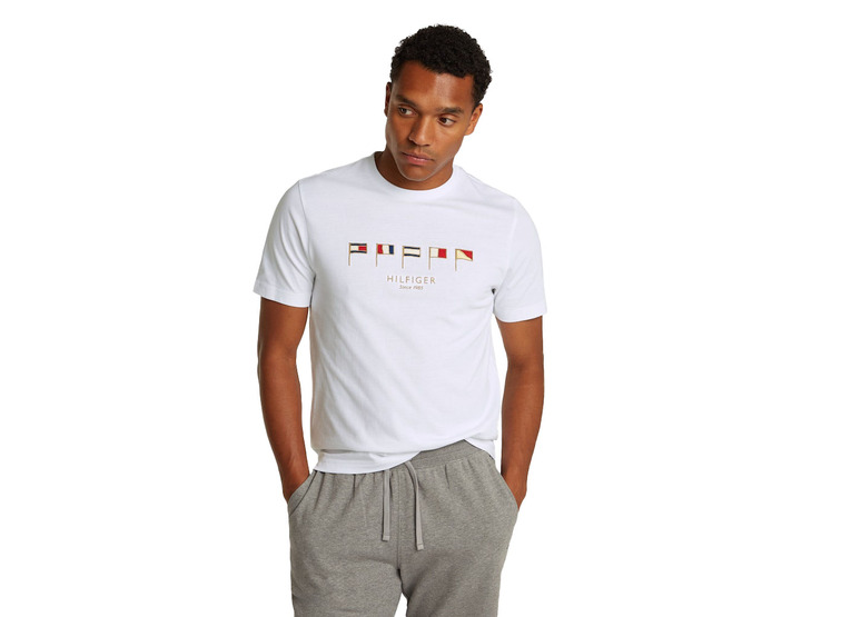 Tommy Hilfiger T-shirt met geborduurde vlaggen wit heren