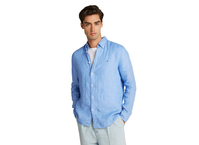 Tommy Hilfiger regular fit linnen overhemd blue spell heren