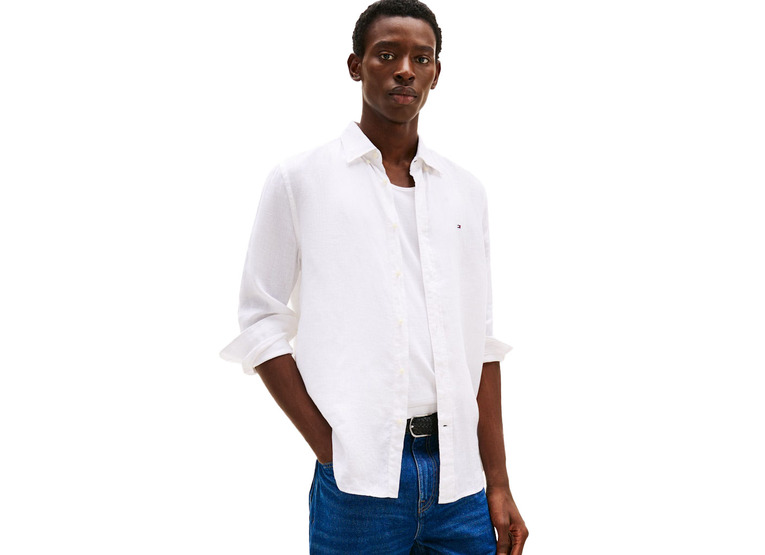 Tommy Hilfiger regular fit linnen overhemd optic white heren