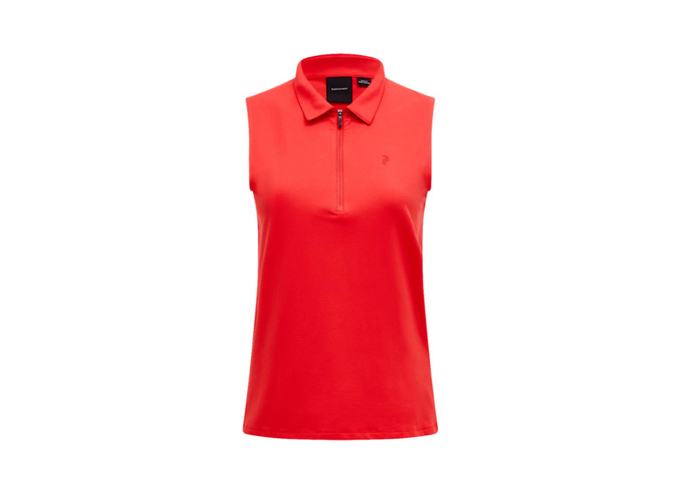 Peak Performance comfort zip mouwloze polo brilliant red dames
