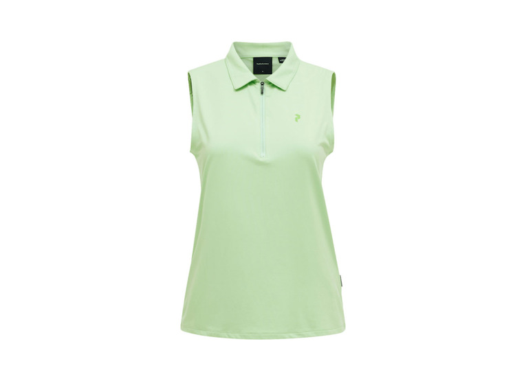 Peak Performance comfort zip mouwloze polo vivid green dames