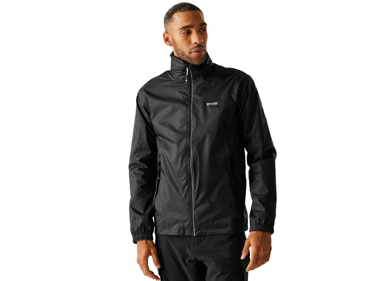 Regatta Lyle IV lightweight waterproof packaway regenjas zwart heren