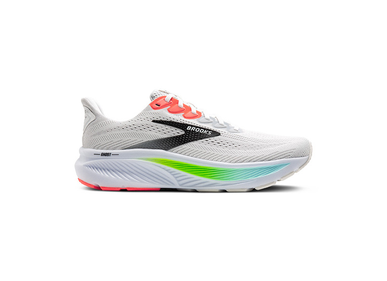 Brooks Ghost 17 loopschoen wit/pink clay/gecko heren