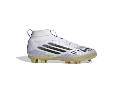 Adidas F50 League Mid FG/MG voetbalschoen wit/zwart/met gold KIDS