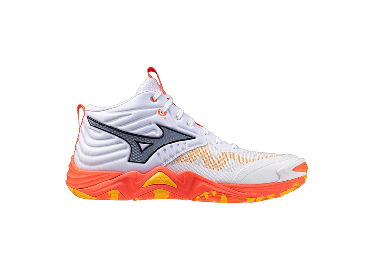 Mizuno Wave Momentum Elite Mid indoorschoen wit/fiery coral heren
