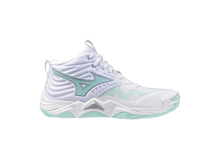 Mizuno Wave Momentum Elite Mid indoorschoen wit/blue tint dames