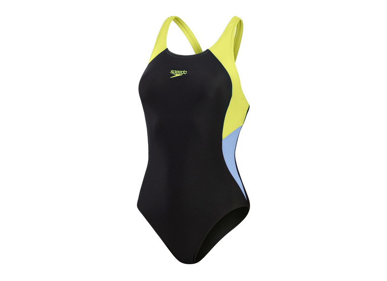Speedo Eco colourblock splice muscleback badpak blauw/geel dames