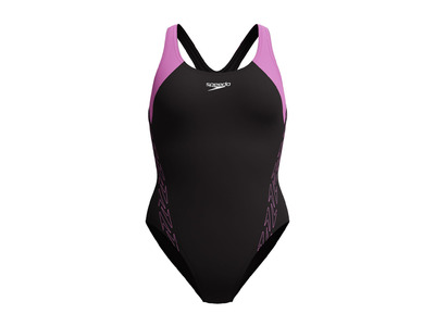 Speedo Eco H-Boom splice racerback badpak zwart/paars dames