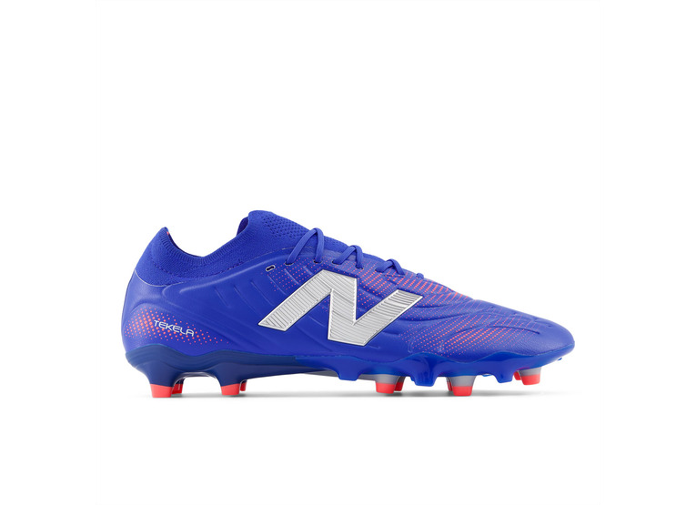 New Balance Tekela Pro low laced FG V5 voetbalschoen blue gemstone/energy red/zilver