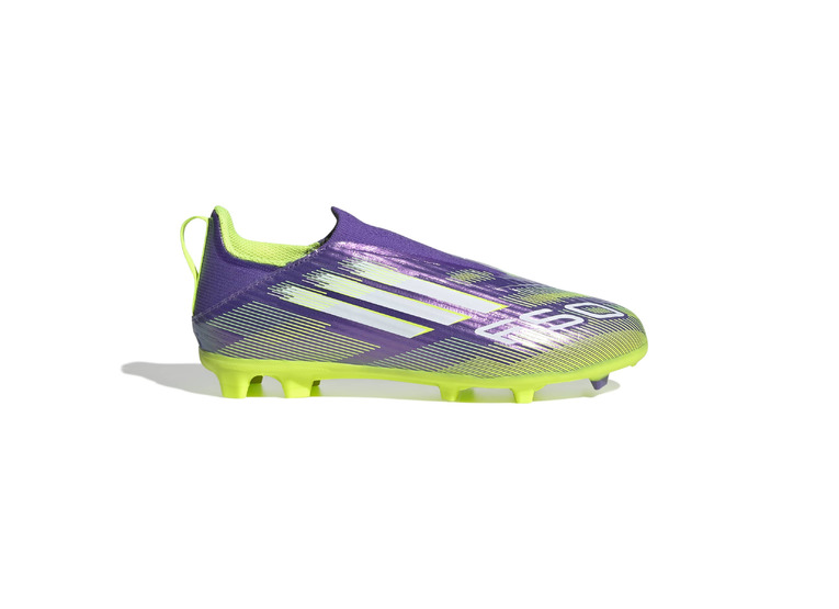 Adidas F50 League Veterloze FG/MG voetbalschoen purple rush/lucid lemon KIDS