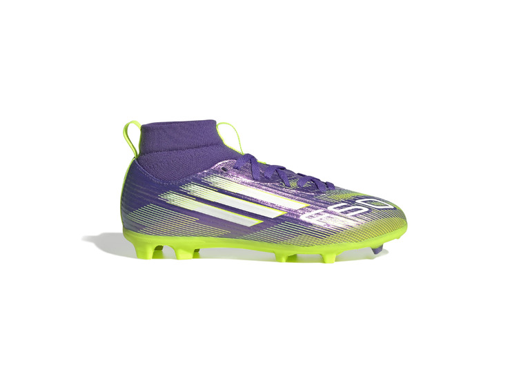 Adidas Jr. F50 League Mid FG/MG voetbalschoen purple rush/lucid lemon/wit KIDS
