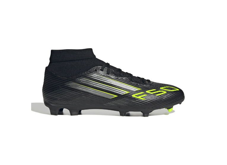 Adidas F50 League Mid FG/MG voetbalschoen zwart/lucid lemon