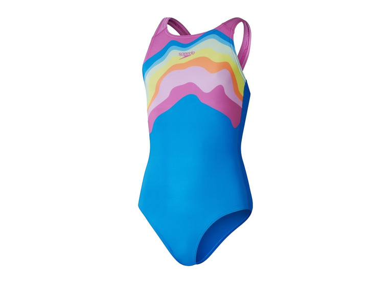 Speedo Printed pulseback badpak blauw/roze meisjes