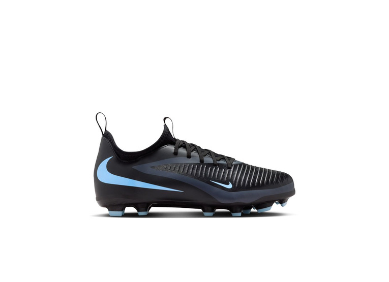 Nike Jr. Phantom 6 low academy FG/MG voetbalschoen zwart/blauw KIDS