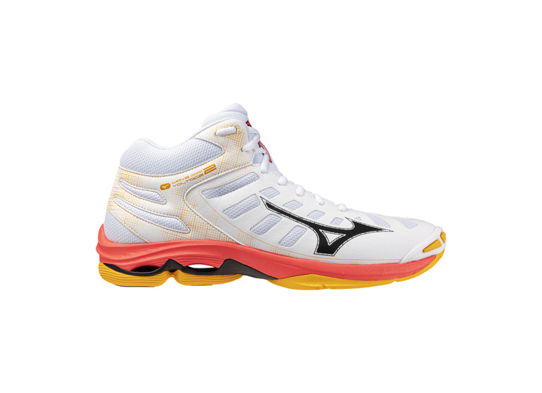 Mizuno Wave voltage 2 MID volleybalschoen wit/fiery coral/citrus unisex