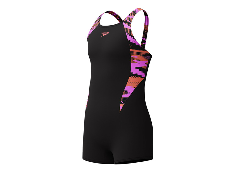 Speedo Hyperboom splice legsuit zwart/bright peach meisjes