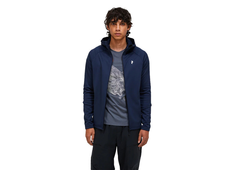 Peak Performance Rider essentials midlayer ZIP hood blue shadow heren
