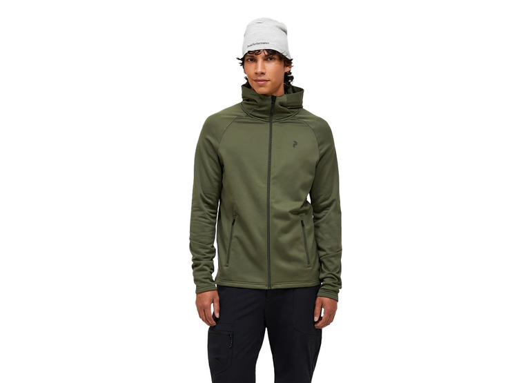 Peak Performance Rider essentials midlayer ZIP hood pine needle heren