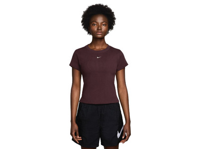 Nike Sportswear tight ribbed T-shirt burgundy dames Nike Sportswear tight ribbed T-shirt burgundy dames