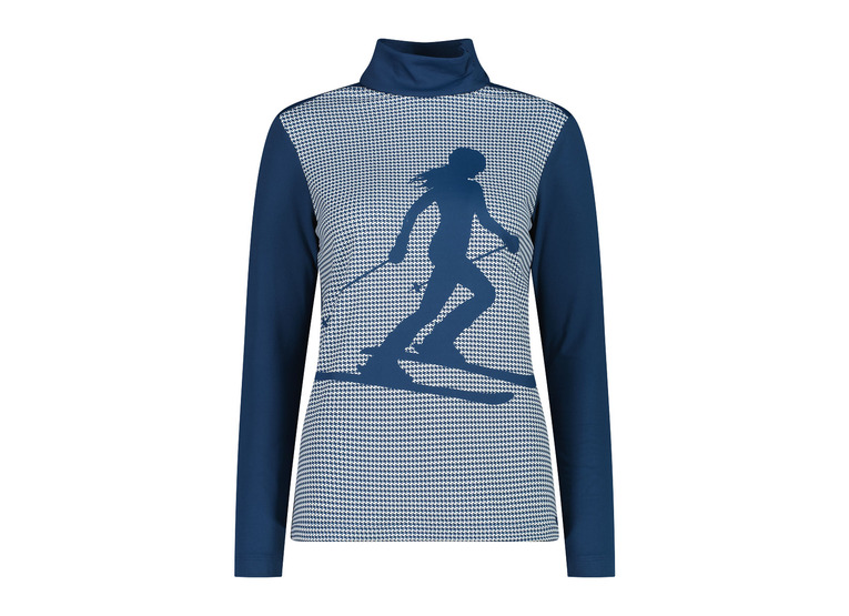 CMP printed softech mock-polo-neck blauw dames
