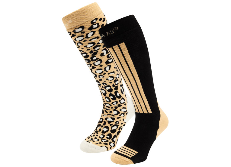 Poederbaas 2-pack skisokken black multi dames