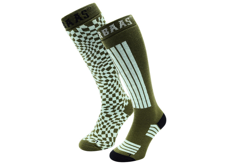 Poederbaas 2-pack skisokken olive green unisex
