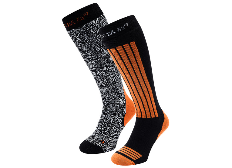 Poederbaas 2-pack skisokken oranje unisex