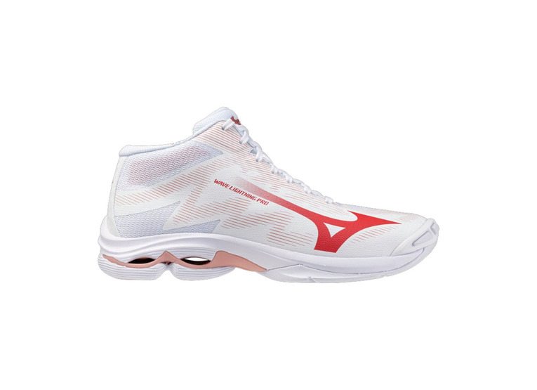 Mizuno Wave lightning pro MID indoorschoen wit/rose elegance/lava falls dames
