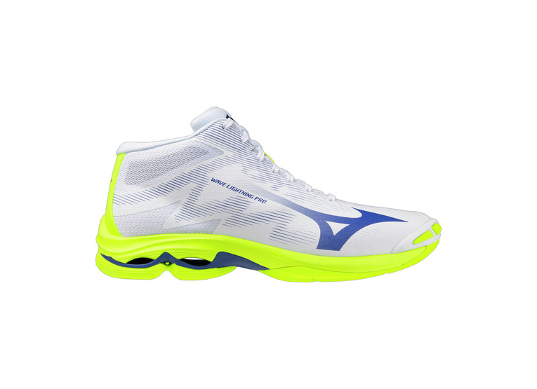 Mizuno Wave lightning pro MID indoorschoen wit/lightning yellow/dazzling blue heren