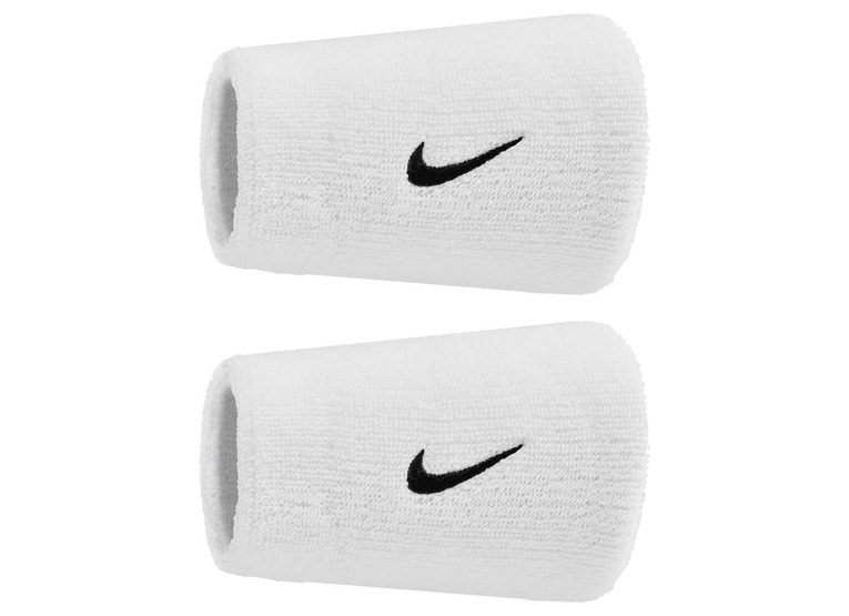 Nike Swoosh classic doublewide wristbands wit/zwart - 2-pack