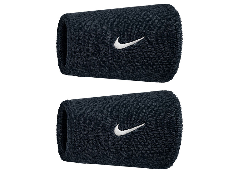 Nike Swoosh classic doublewide wristbands zwart/wit - 2-pack