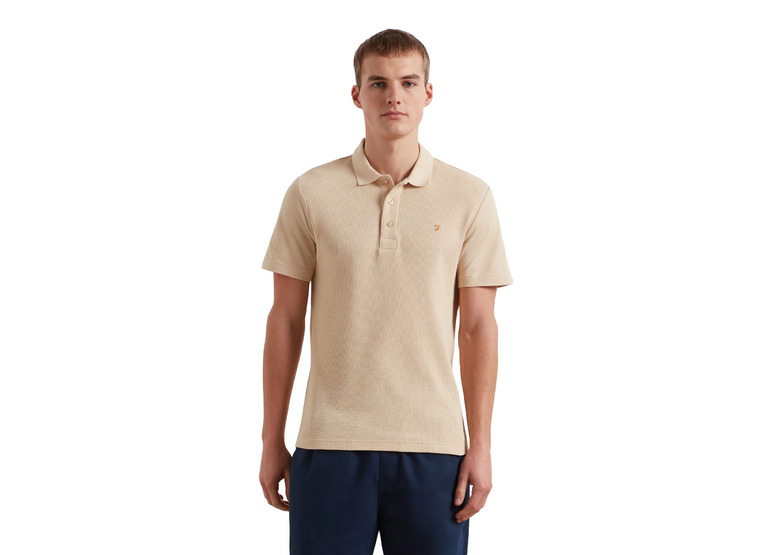 Farah forster textured polo birch grey heren