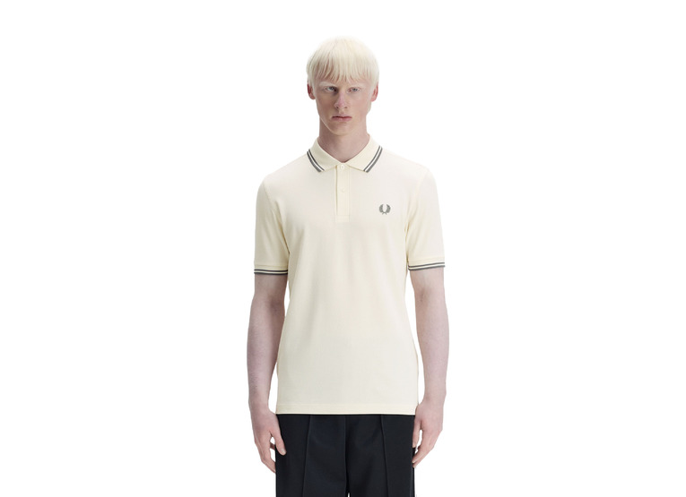 Fred Perry twin tipped shirt ecru/stockport blue heren