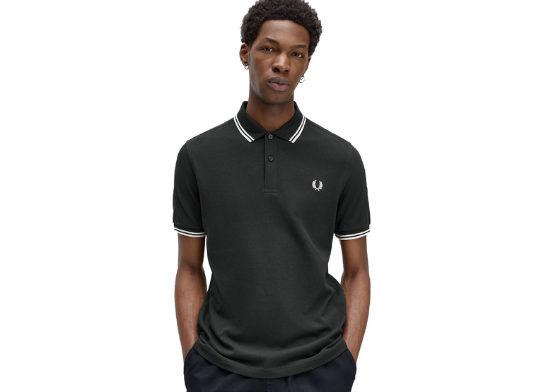 Fred Perry twin tipped shirt nightgreen/snow white heren