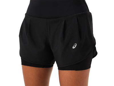 Asics Road 2-in-1 short zwart dames Asics Road 2-in-1 short zwart dames