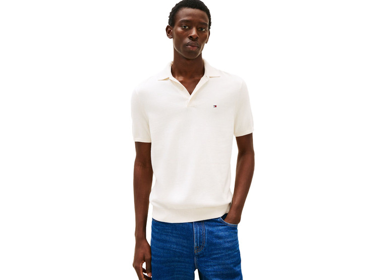 Tommy Hilfiger regular fijngebreide polo ivory petal heren