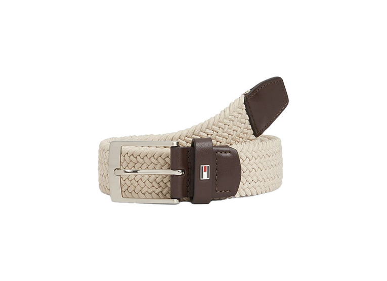 Tommy Hilfiger gevlochten elastische riem met vlag classic beige/tan