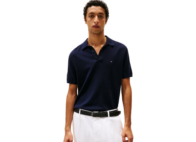 Tommy Hilfiger regular fijngebreide polo navy heren