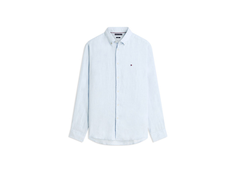 Tommy Hilfiger regular fit linnen overhemd sky blue heren