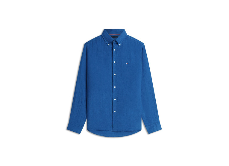Tommy Hilfiger regular fit linnen overhemd blue orbit heren